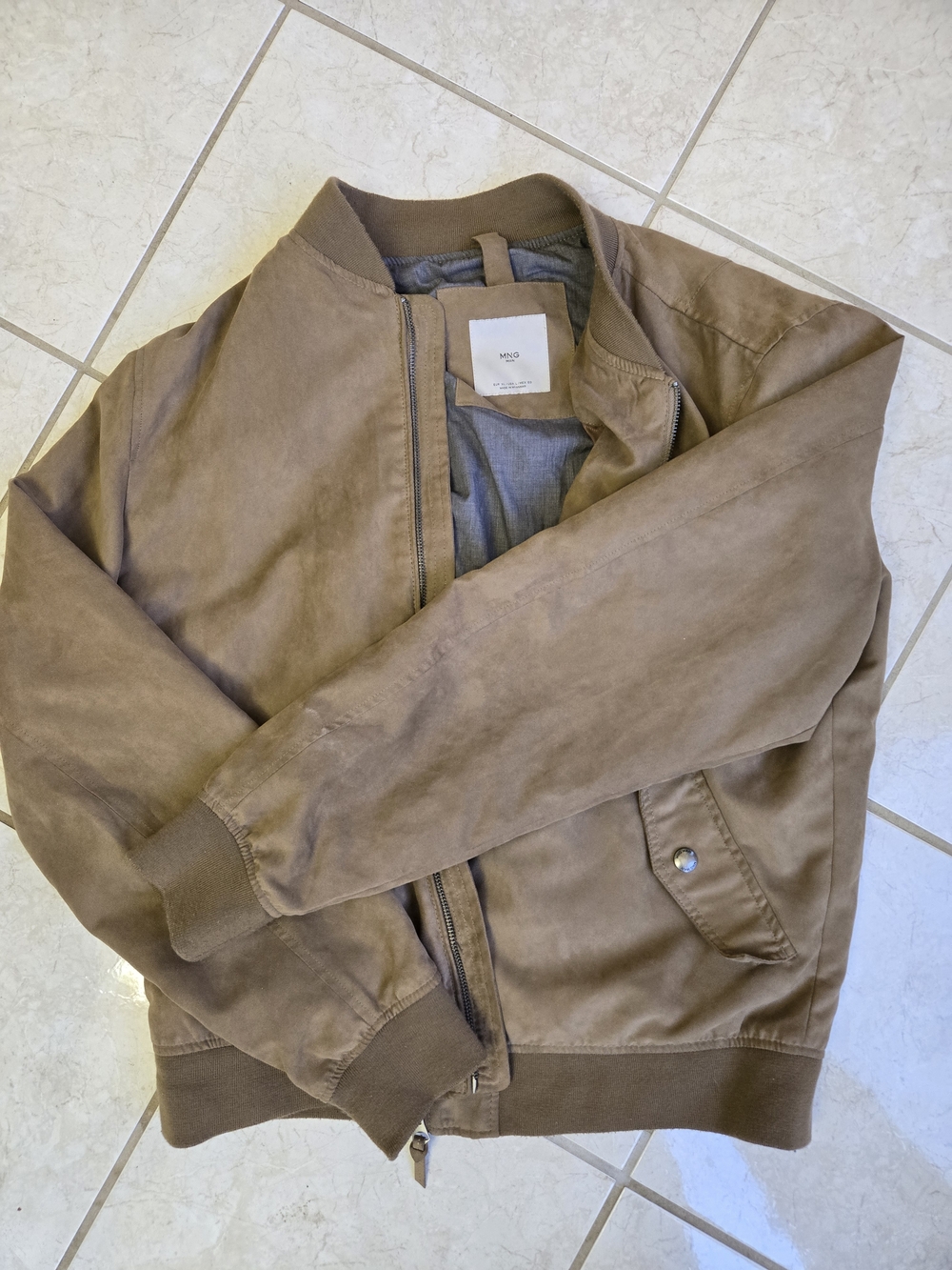Mango Taupe Brown Bomber Jacket Size L